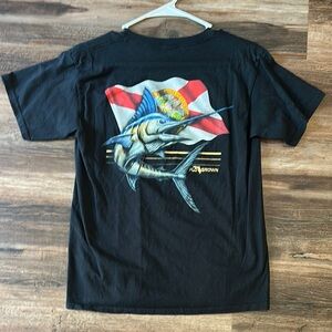 Black Graphic T-Shirt with Marlin Design